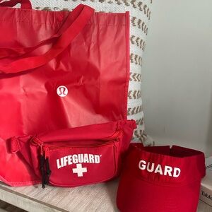 Halloween Lifeguard Costume Accessories for Adults Hat Lulumon Bag Fanny pack
